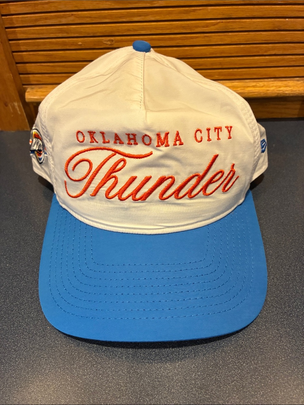New Era Oklahoma City Thunder White and Blue Script Hat